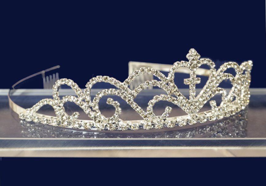Silver First Communion Tiara Crown Headpiece