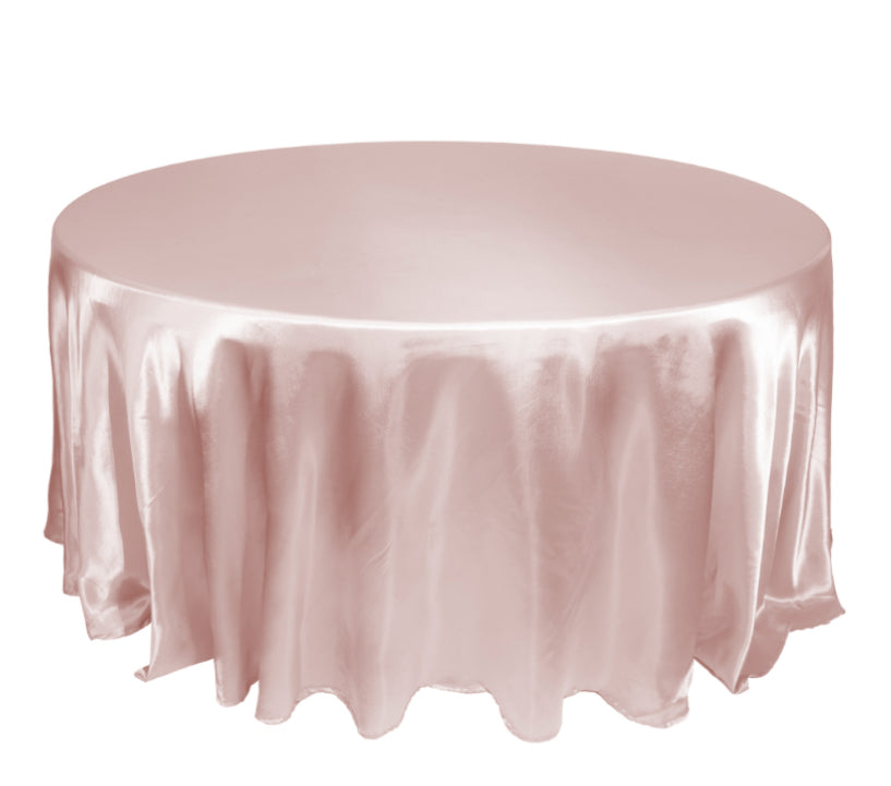 Satin Table Cover 120" Round - Blush