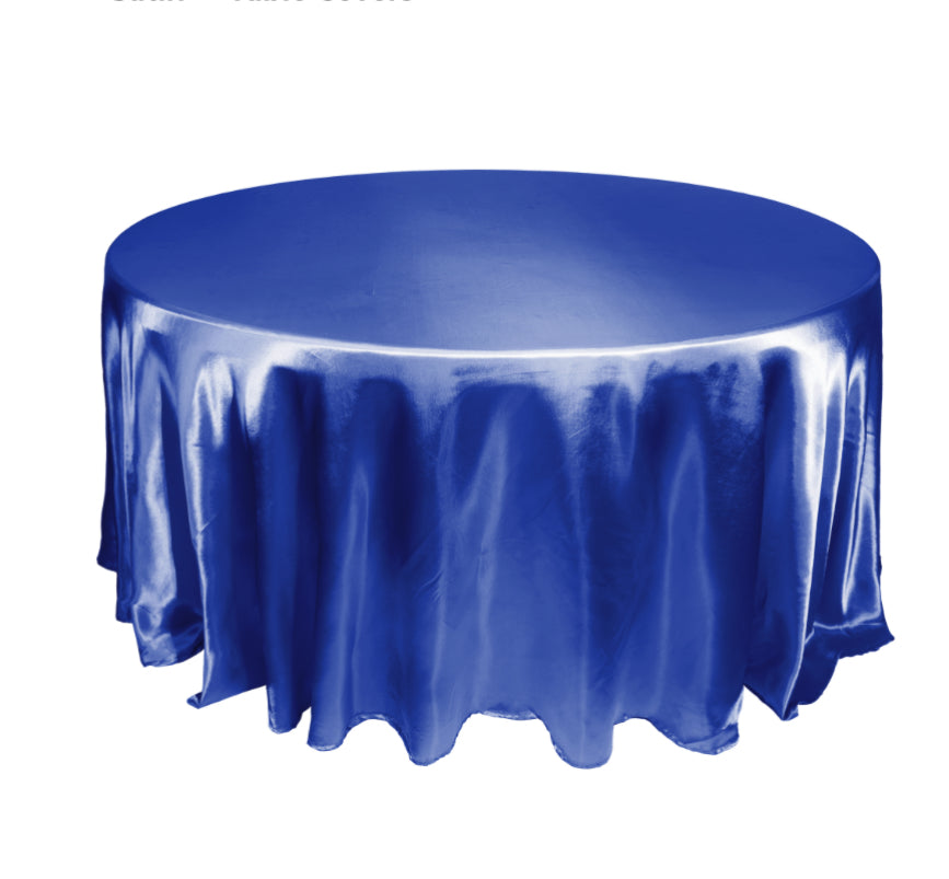 Satin Table Cover 120" Round - Royal Blue